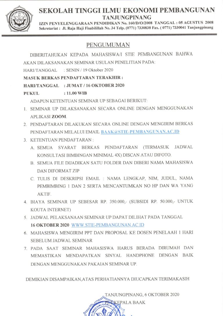 Pelaksanaan Seminar Usulan Penelitian Seni, 19 Oktober 2020